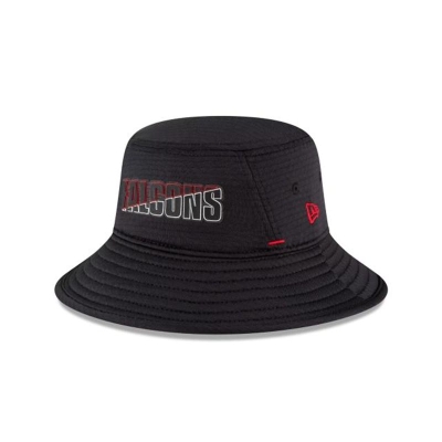 Black Atlanta Falcons Hat - New Era NFL Official Summer Sideline Stretch Bucket Hat USA5974021